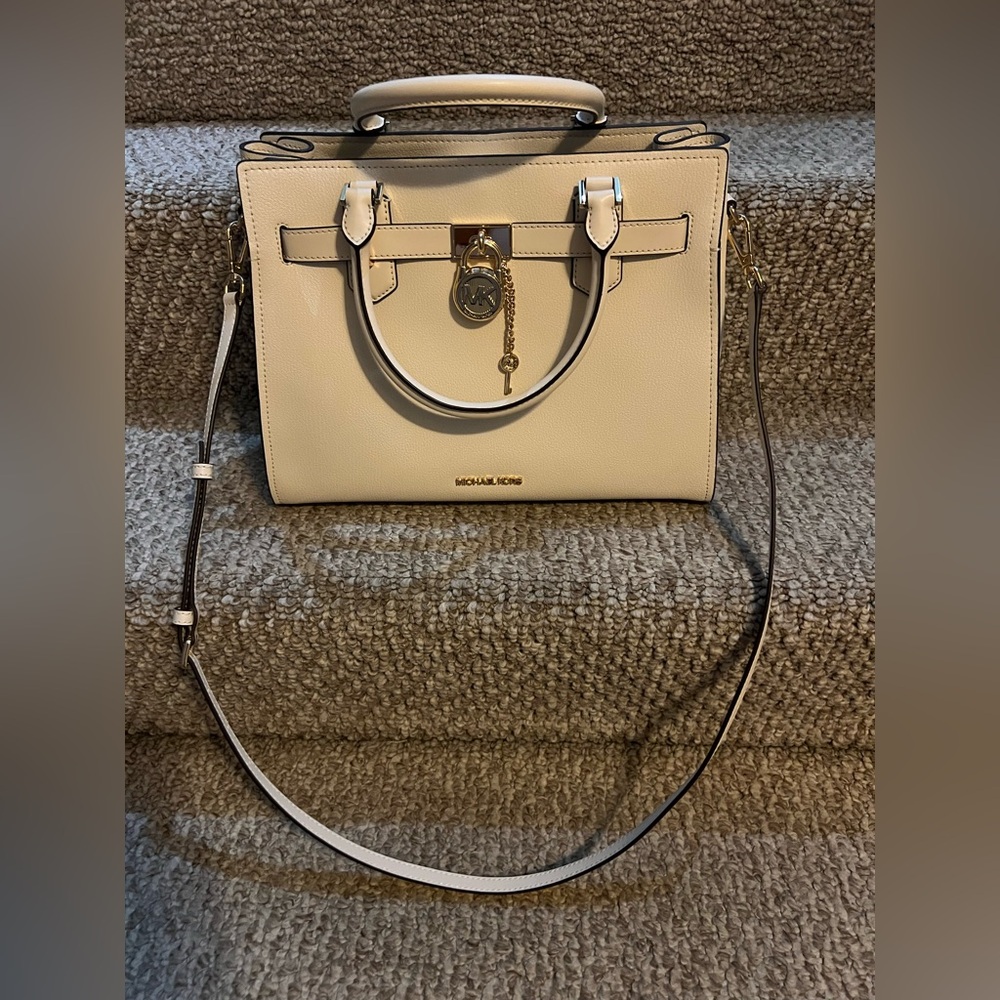 Michael Kors Cream Satchel with Gold Accents